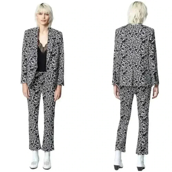 Zadig & Voltaire Heart Print Viking Jac Coeur Blazer Jacket Size 36 US Small - Picture 2 of 9